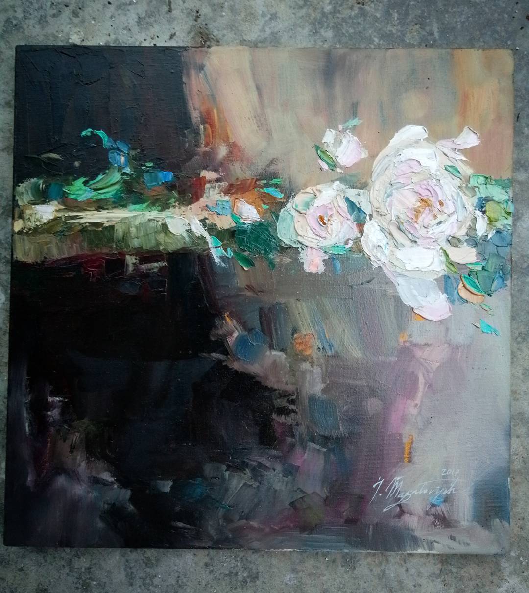Розмір 35*35  #oilpaint #paintingoftheday #pictureoftheday #picture #rose #art #abstractogram #abstract #олійнийживопис #олійніфарби #живопис #живопись #мистецтво #искусство #современноеискусство #абстракция #рози #сучаснемистецтво #арт #полотно #холст — авторський виріб ручної роботи з гутного скла / порцеляни, майстерня Jane and Mery