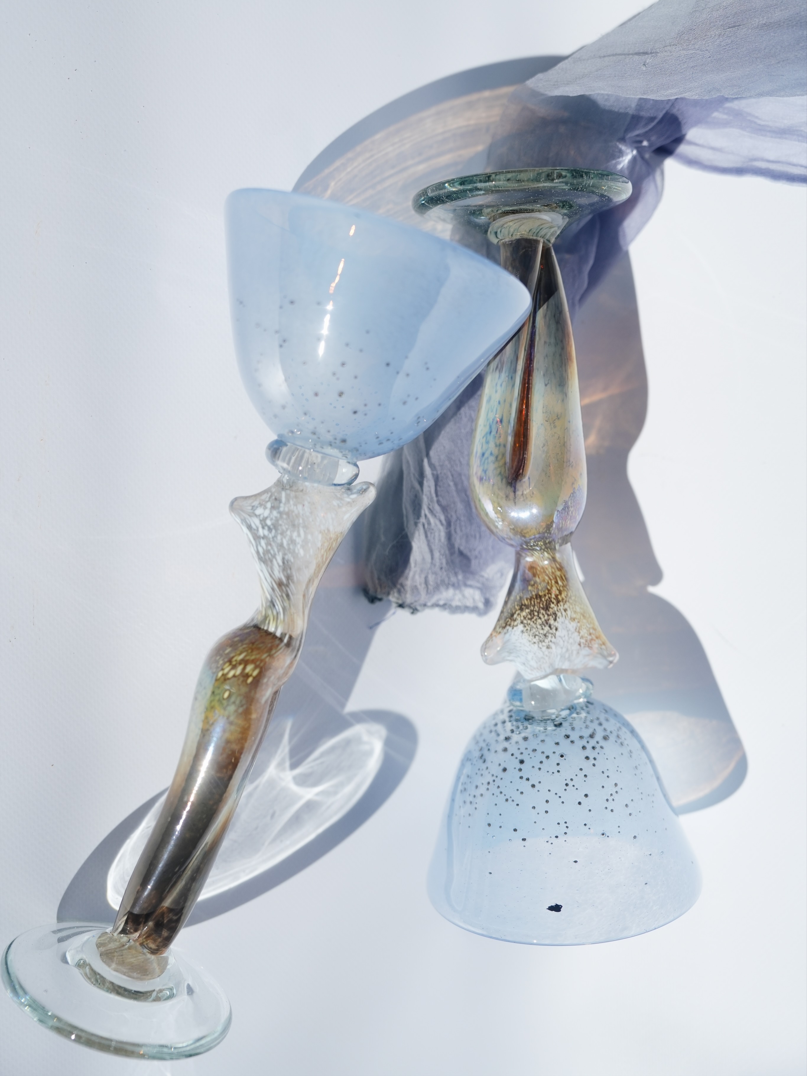 Artisan hand-blown glass glassware piece, Келихи «Каріатиди» из гутного скла, housewarming gift, new home decor — view 2 • Jane and Mery